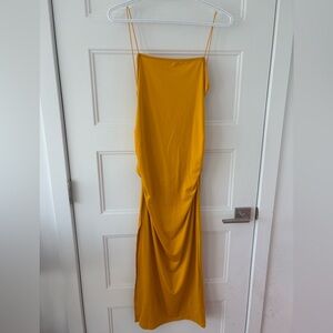 SHEIN Mustard Yellow Twist Front Midi Dress XL